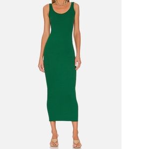 Enza Costa Rib Silk Tank Maxi Dress in Green